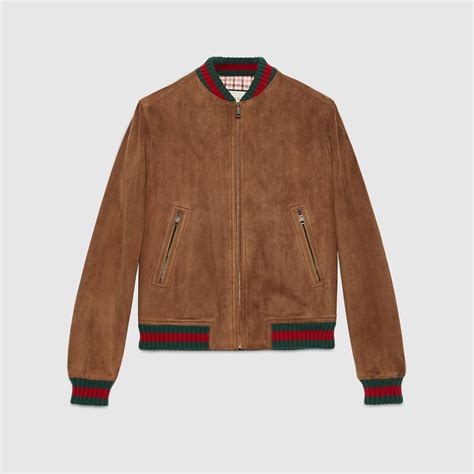 gucci brown suede jacket|gucci leather jacket price.